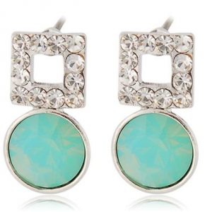 18K Green Round Earrings