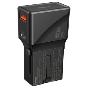 Baseus 18W CU Adapter Conversion Charger International Plug Black
