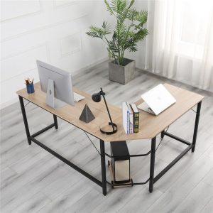 Home Office L-shaped Combination Corner Table Black  Log Color