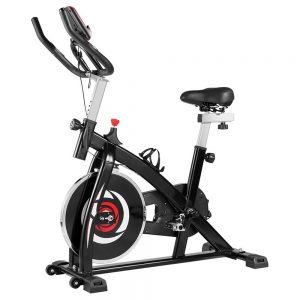 Indoor Cycling Bike with 4-Way Adjustable Handle & Seat Red and Black