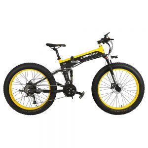 LANKELEISI XT750 Plus Fat Tire Electric Bike 12.8AH Black Yellow