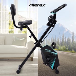 Merax Foldable Cycling Bike with LCD Screen Adjustable Height Blue