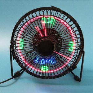 Portable LED Luminous 4 Inch Clock Fan Black