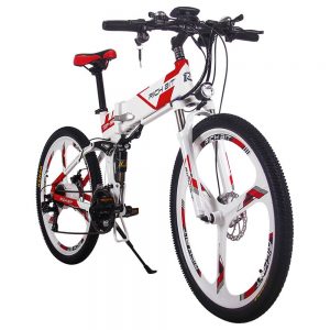 RICH BIT TOP-860 Folding Electric Moped Bike 250W Motor White Red