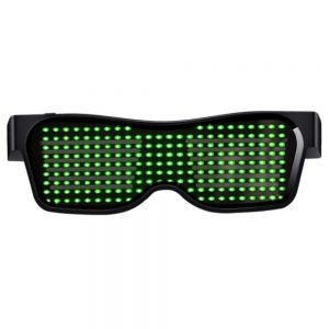 Rechargeable LED Light Emitting Bluetooth Glasses Black Frame Green