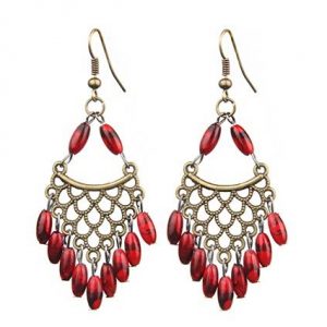 Beads Drop Earrings Red