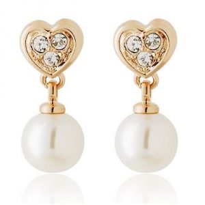 Decorated Heart Earrings Golden