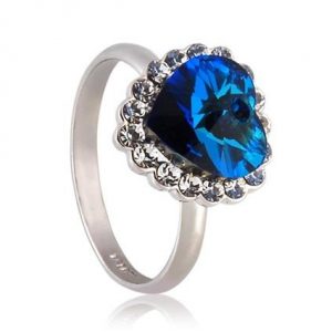 HP0497L  ITALINA Exquisite 18K RGP Heart of the Ocean Ring 9 Blue