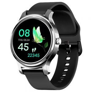 Makibes R2 Smart Watch 1.3 Inch Black Silicone Belt Metal Frame Silver