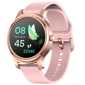 Makibes R2 Smart Watch 1.3 Inch Silicone Belt Metal Strap - Pink