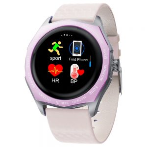 Makibes V18 Smartwatch Leather Strap Purple