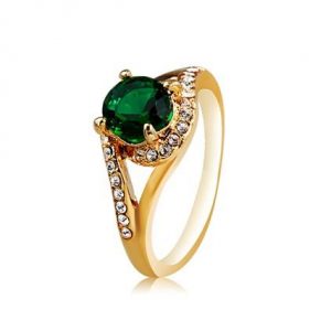 Neoglory Green Crystal Decorated Ring