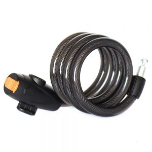 Portable Bike Scooter Cable Coiled Lock with Secure Keys Black
