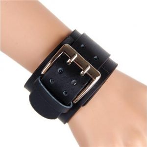 Punk Rock Exaggerated Double Skin Large Buckle Leather Bracelet