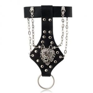 Punk Wolf Bracelet Cuff Black