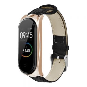 Replacement Strap For Xiaomi Mi Band 34 Smart Bracelet Black Leather