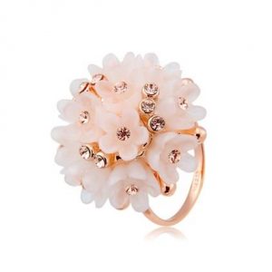 Rigant 18K RGP Alloy Crystal Decoration Flower Ring Champagne Gold