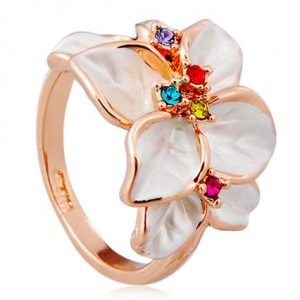 Rigant 18K RGP Alloy Flower Design Ring Sz 9 Gold