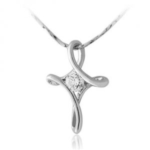 Rigant Cross Pendant Necklace White