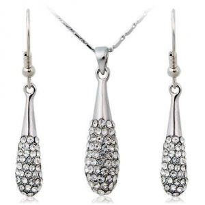 Teardrop Pendant Necklace Earring Set