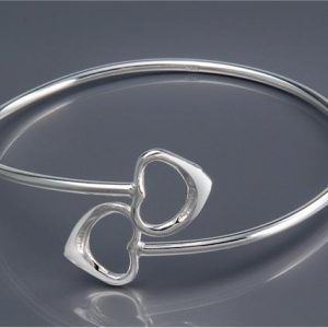 White Copper Alloy Dual-heart Design Bracelet