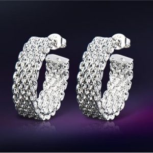 White Copper Alloy Net Design Stylish Earrings