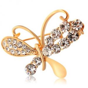 White Crystal Butterfly Brooch