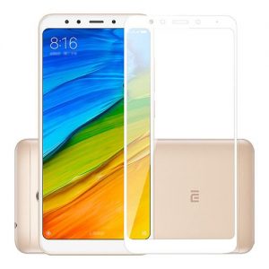 White Xiaomi Redmi 5 Tempered Glass Full Silk Screen