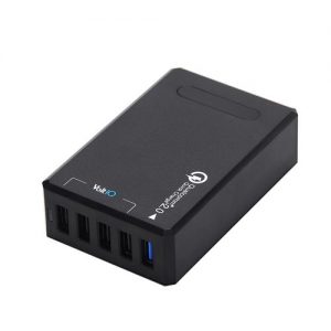 Y1 QC2.0 5 Ports Desktop Charger Station 54W Fast Charging for Samsung HTC Sony Xiaomi Phones Tablets - Black